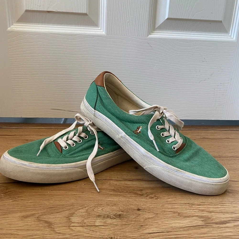 Ralph Lauren Green Canvas Boat Shoes - Size 10